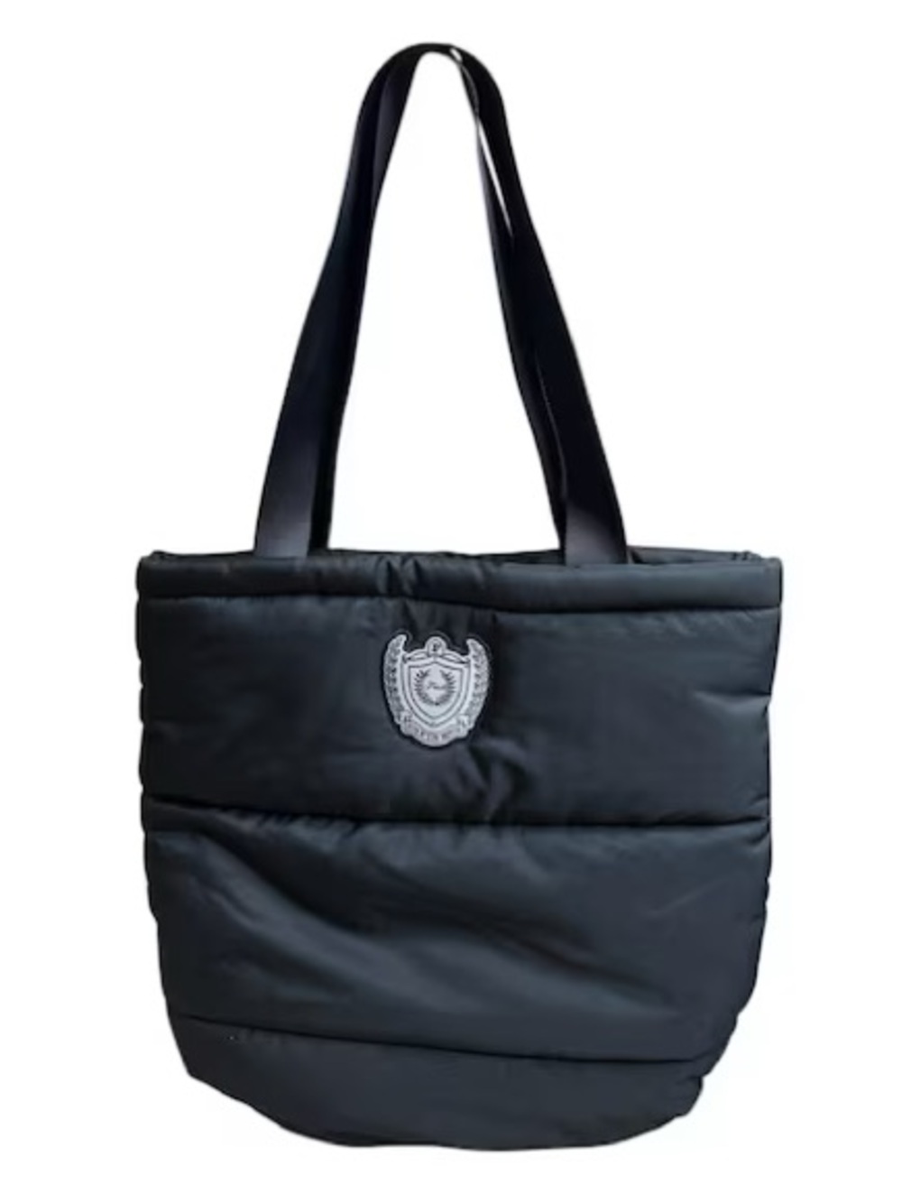 Victoria's Secret Black Quilted Tote with Crest Patch